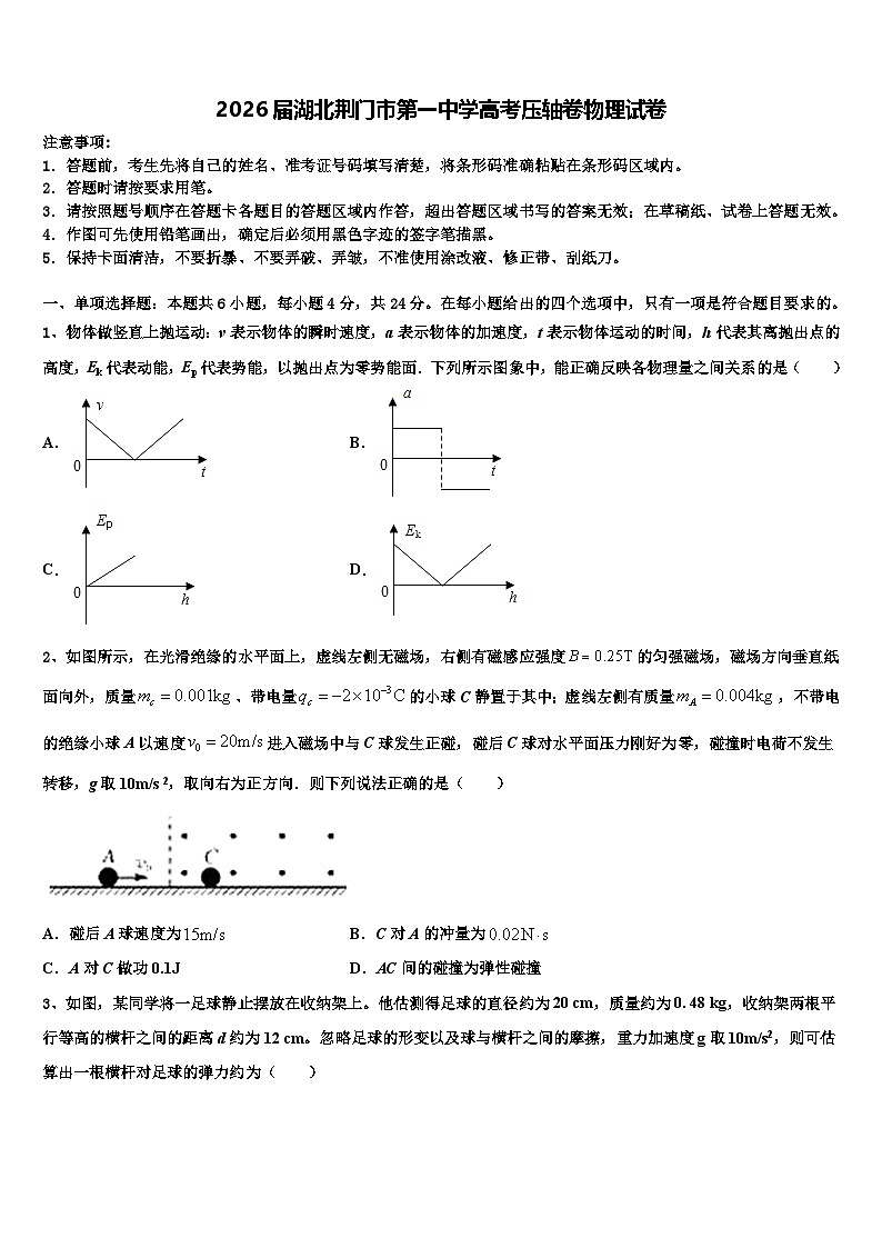 2026届湖北荆门市第一中学高考压轴卷物理试卷含解析第1页