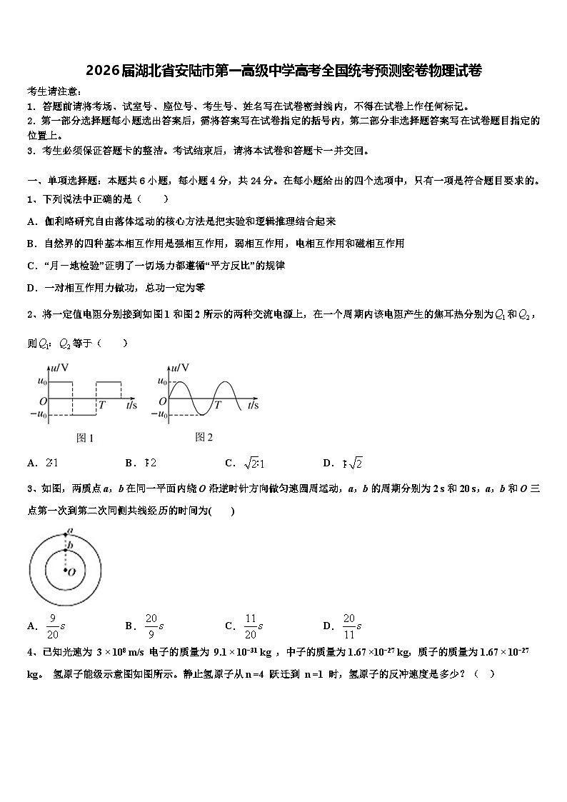 2026届湖北省安陆市第一高级中学高考全国统考预测密卷物理试卷含解析第1页