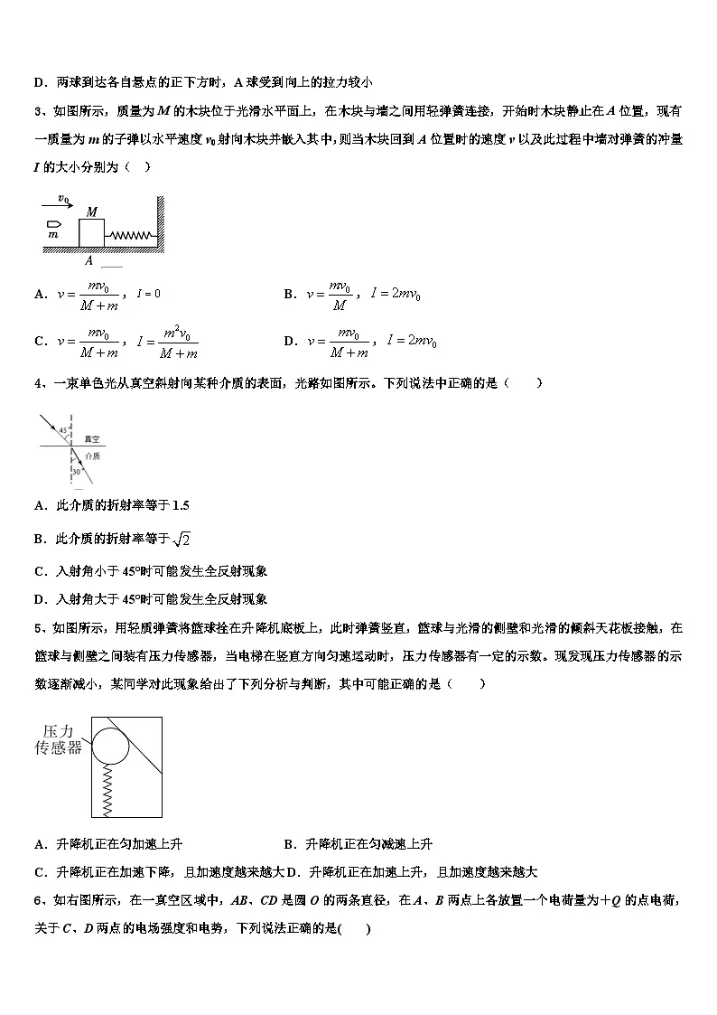 2026届湖北省大冶市第一中学高考考前提分物理仿真卷含解析第2页