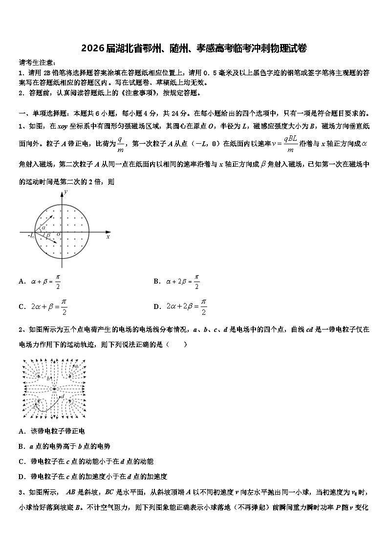 2026届湖北省鄂州、随州、孝感高考临考冲刺物理试卷含解析第1页