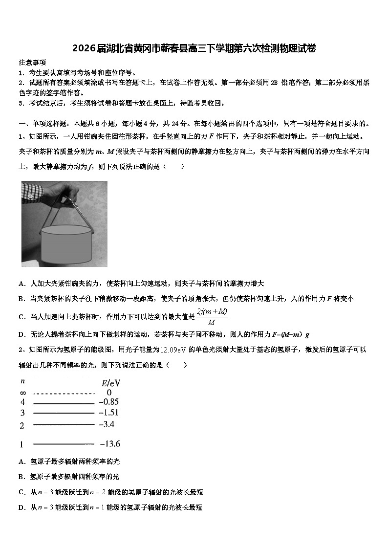 2026届湖北省黄冈市蕲春县高三下学期第六次检测物理试卷含解析第1页