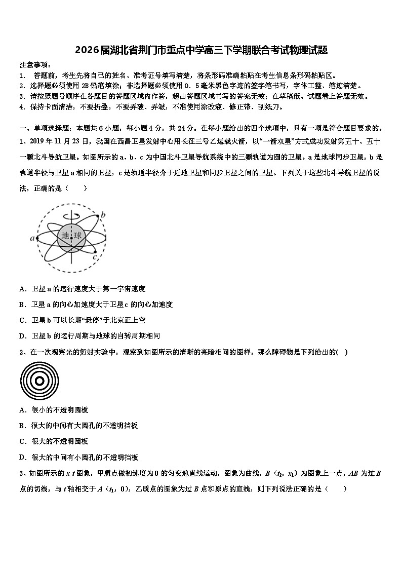 2026届湖北省荆门市重点中学高三下学期联合考试物理试题含解析第1页