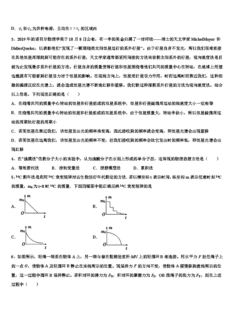 2026届湖北省武汉市第四中学高三下学期第六次检测物理试卷含解析(1)第2页