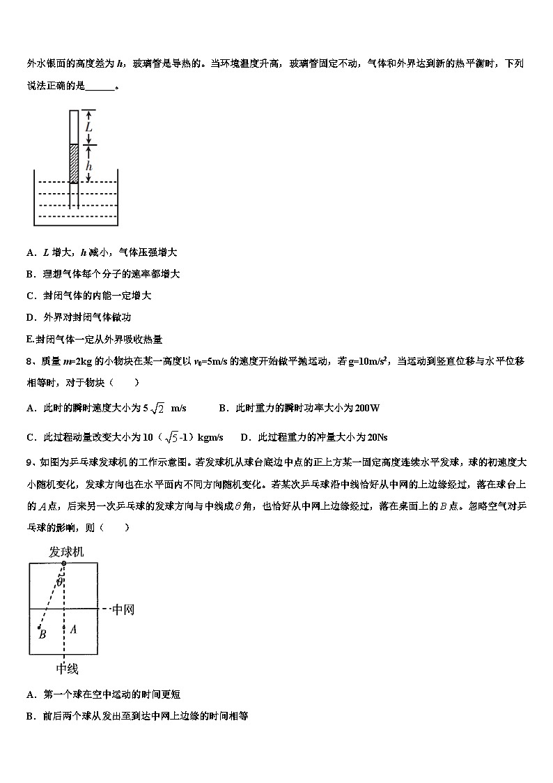 2026届湖北省武汉市高三下学期第六次检测物理试卷含解析第3页