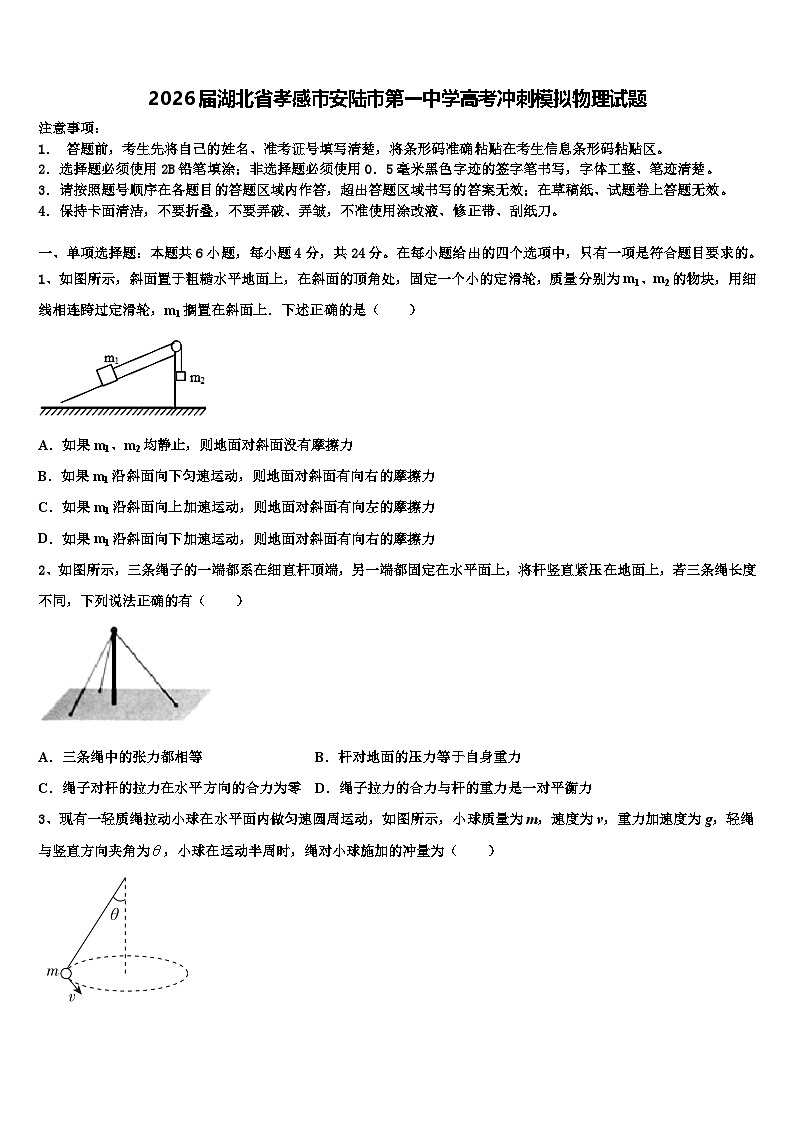2026届湖北省孝感市安陆市第一中学高考冲刺模拟物理试题含解析第1页