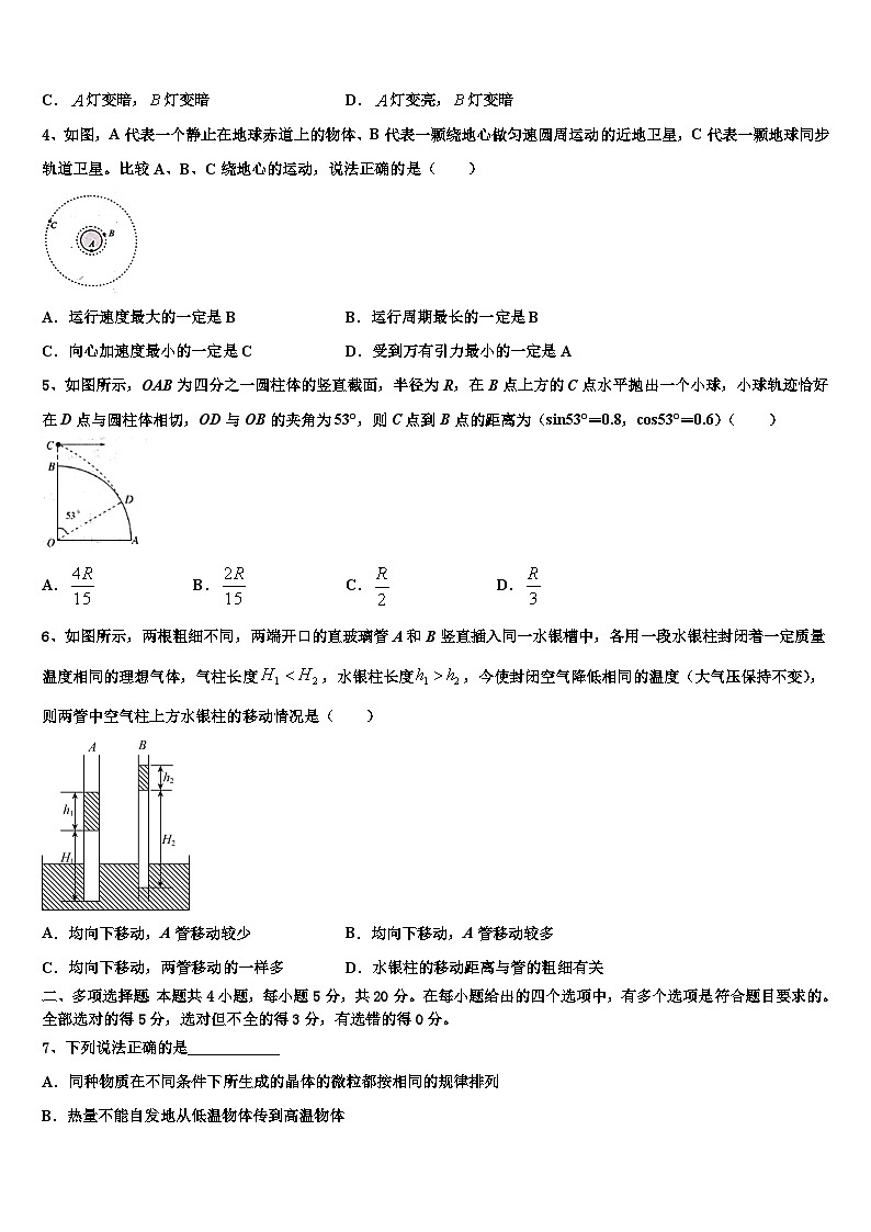 2026届湖北省咸丰县第一中学高考适应性考试物理试卷含解析第2页