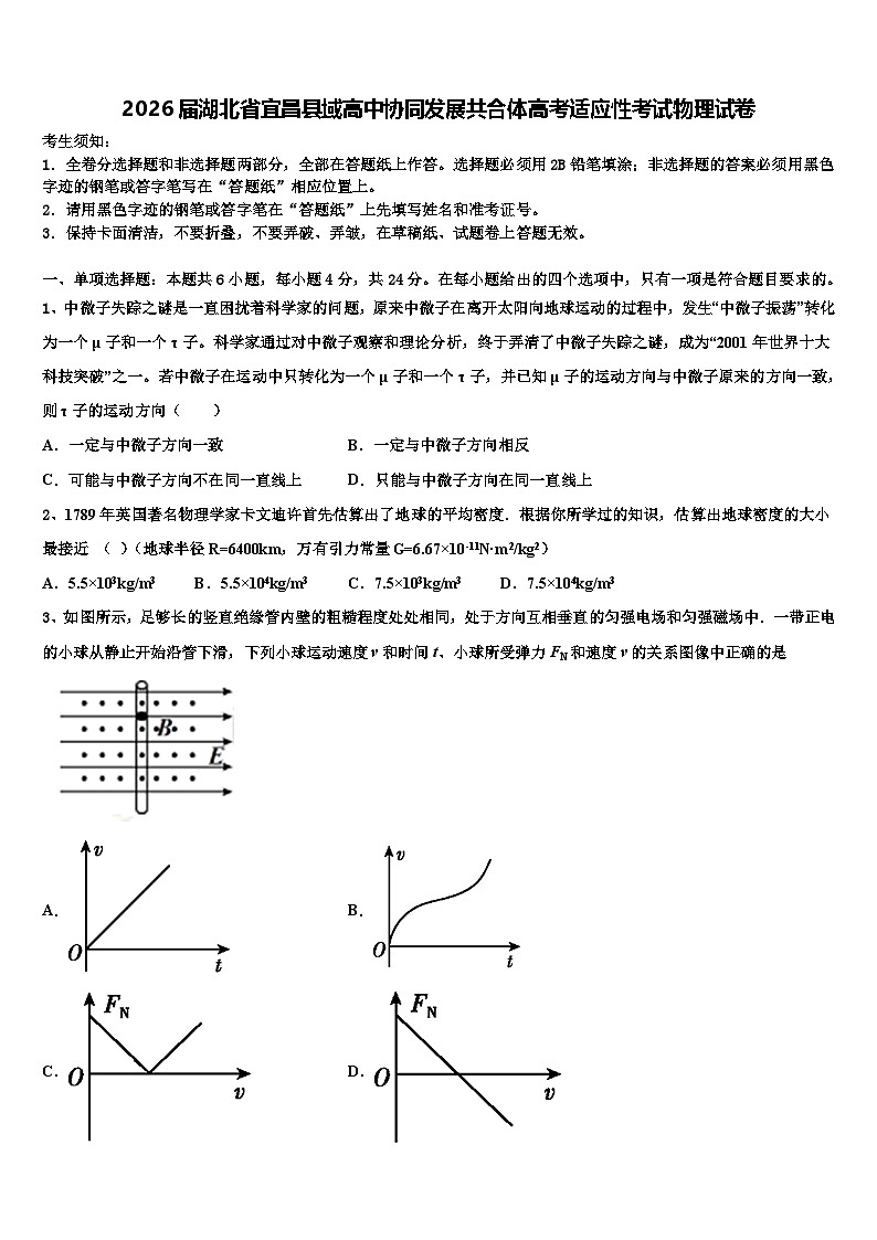 2026届湖北省宜昌县域高中协同发展共合体高考适应性考试物理试卷含解析第1页
