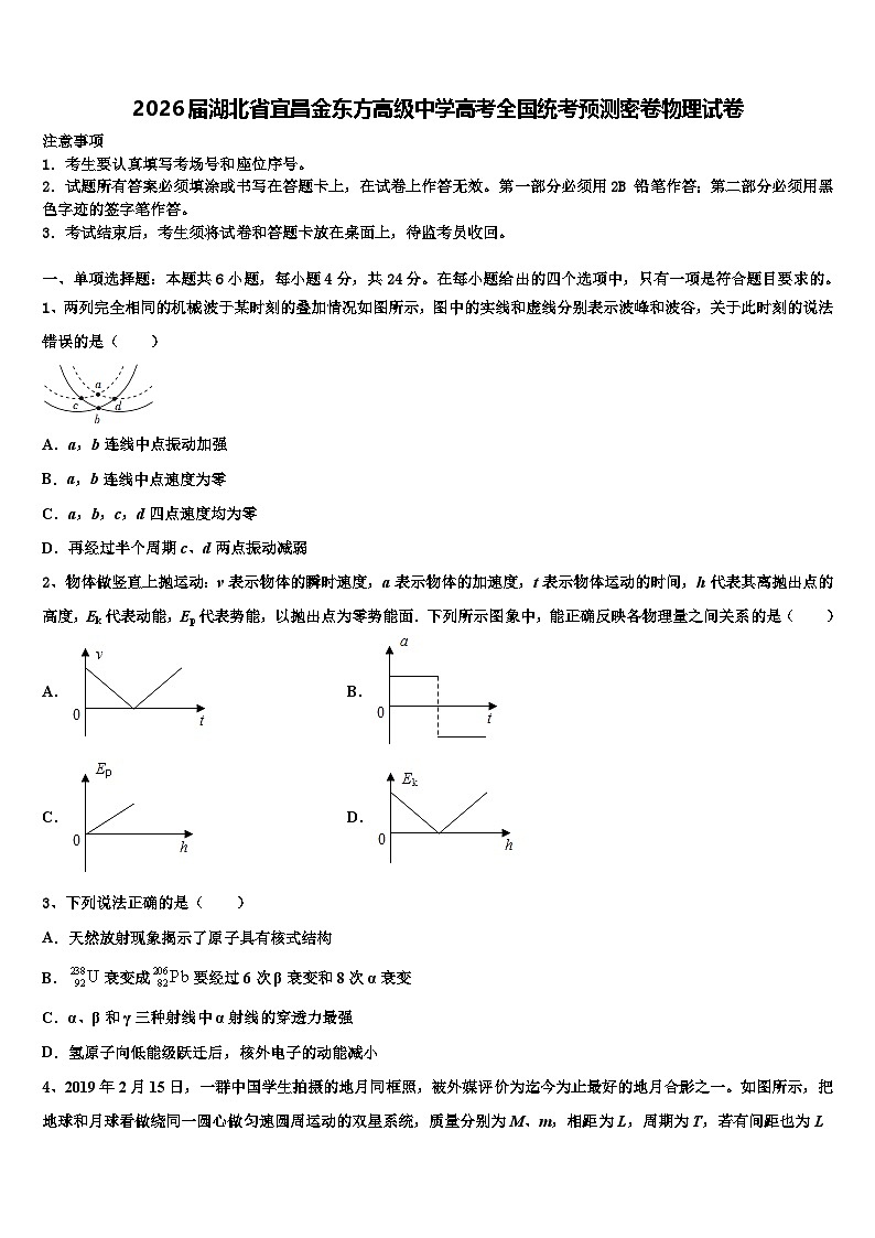 2026届湖北省宜昌金东方高级中学高考全国统考预测密卷物理试卷含解析第1页