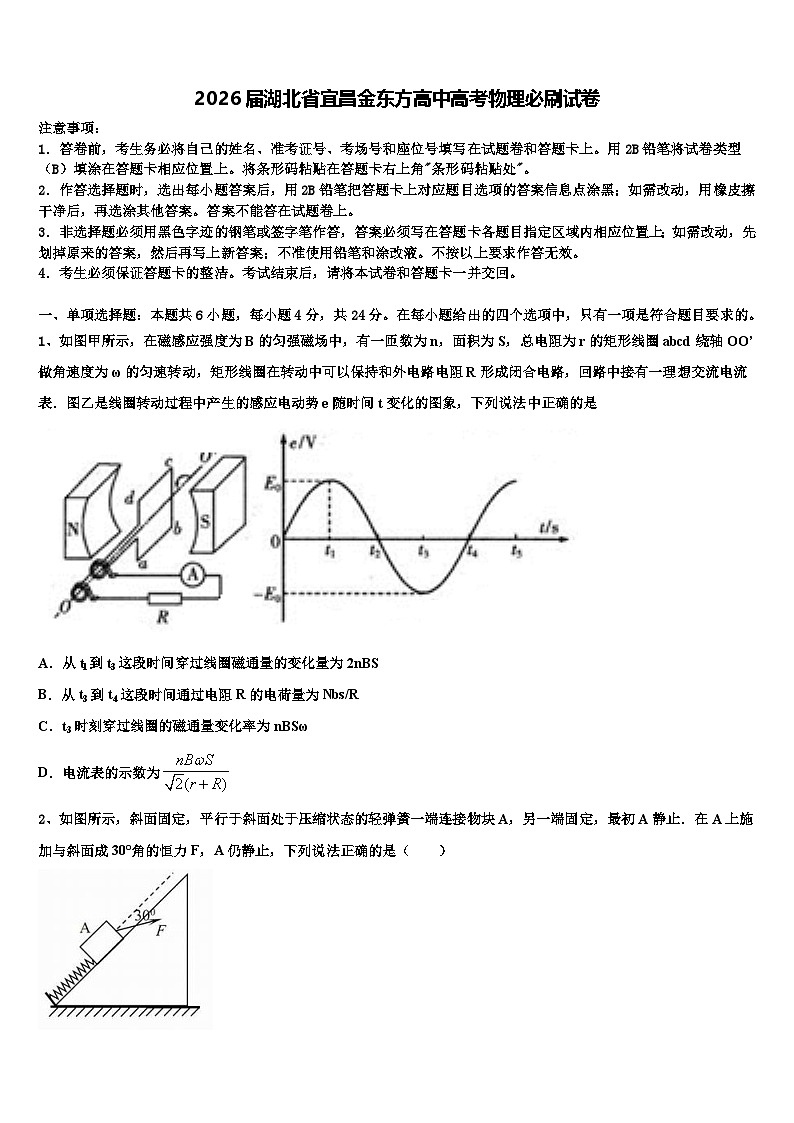 2026届湖北省宜昌金东方高中高考物理必刷试卷含解析第1页