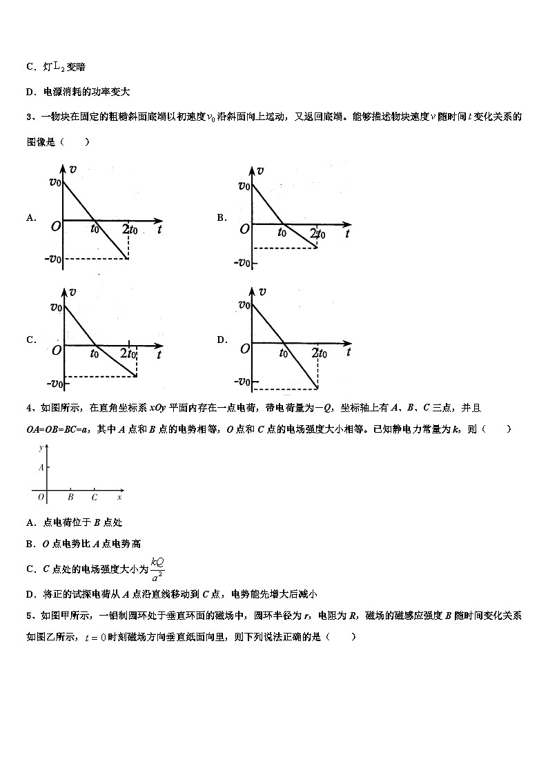 2026届湖北省宜昌市远安县第一高级中学高考物理二模试卷含解析第2页