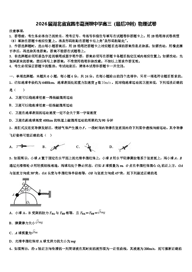 2026届湖北省宜昌市葛洲坝中学高三（最后冲刺）物理试卷含解析第1页