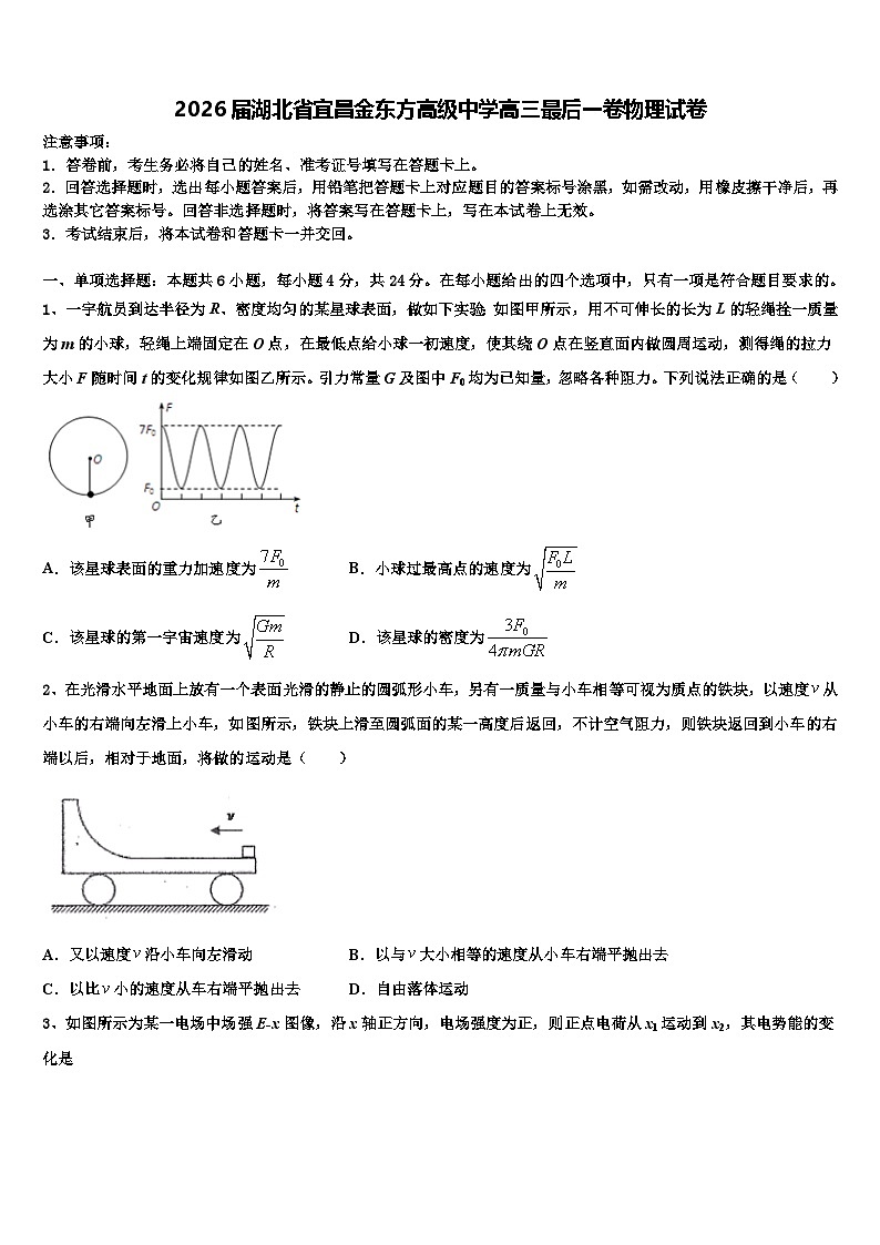 2026届湖北省宜昌金东方高级中学高三最后一卷物理试卷含解析第1页