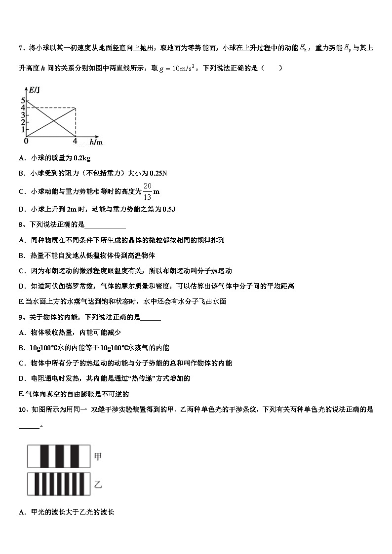 2026届湖北省襄阳市等九地市高三下第一次测试物理试题含解析第3页
