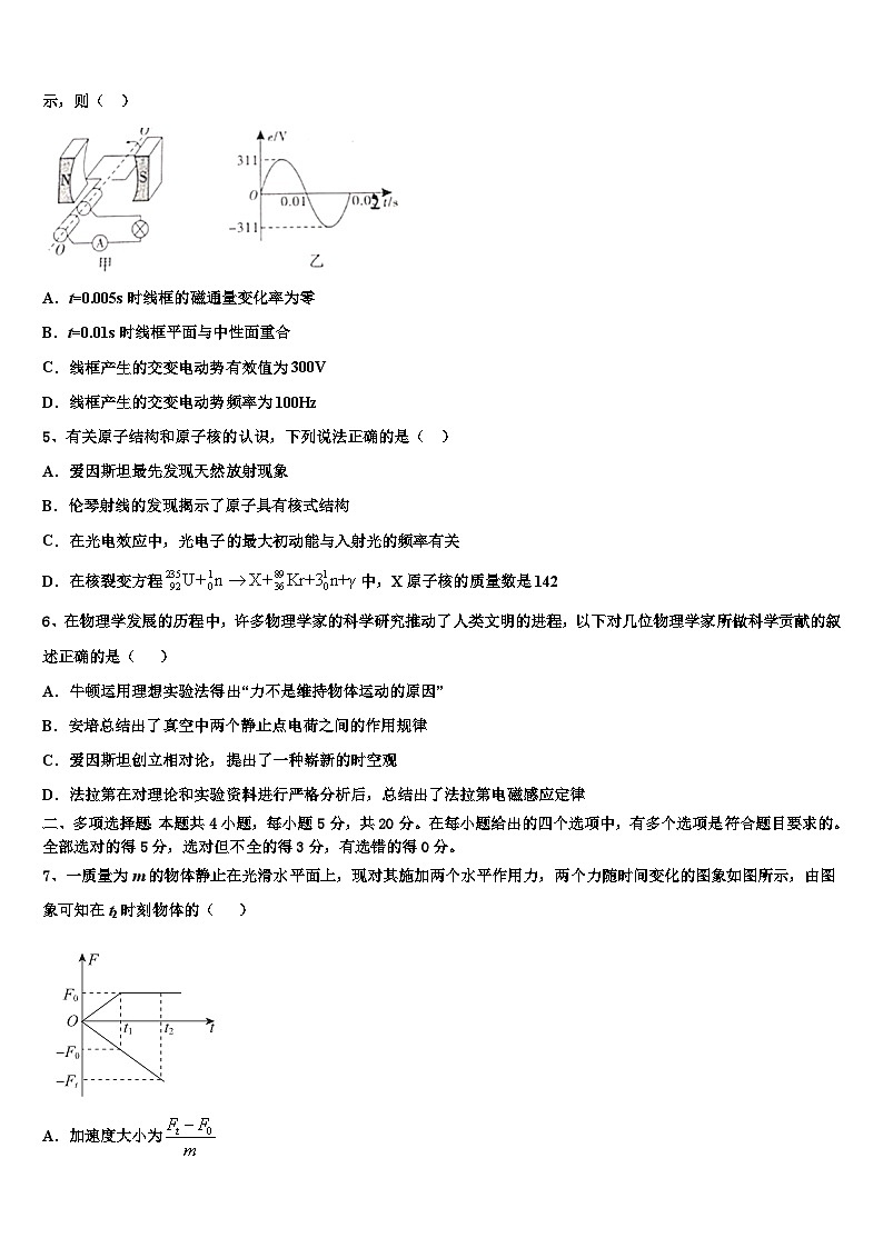 2026届湖北省武汉为明学校高三下学期联合考试物理试题含解析第2页