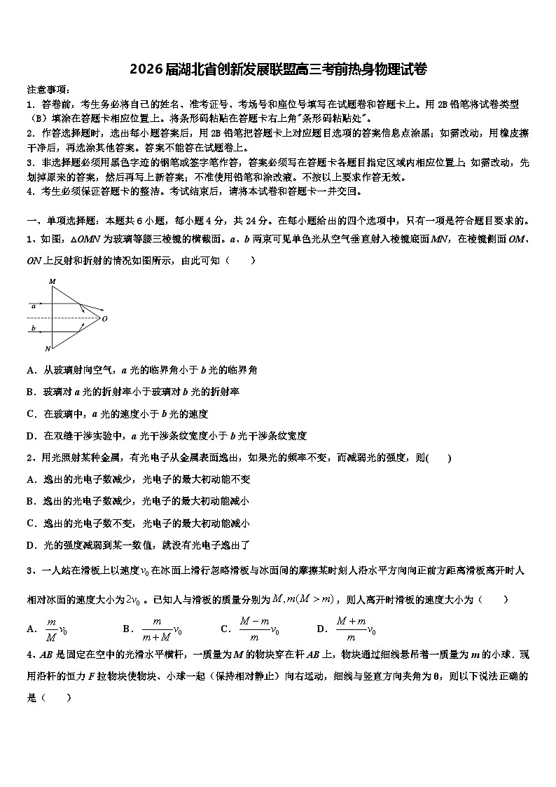 2026届湖北省创新发展联盟高三考前热身物理试卷含解析第1页