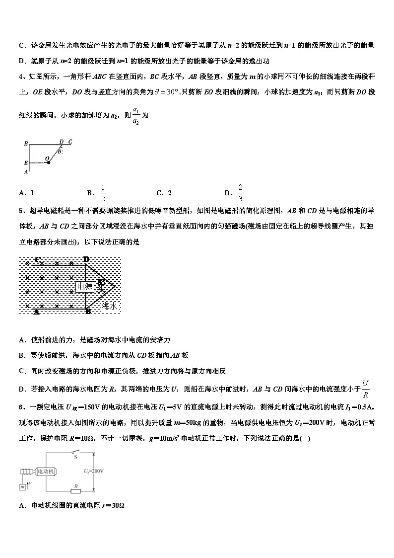 2026届湖北省部分重点中学高三3月份模拟考试物理试题含解析第2页
