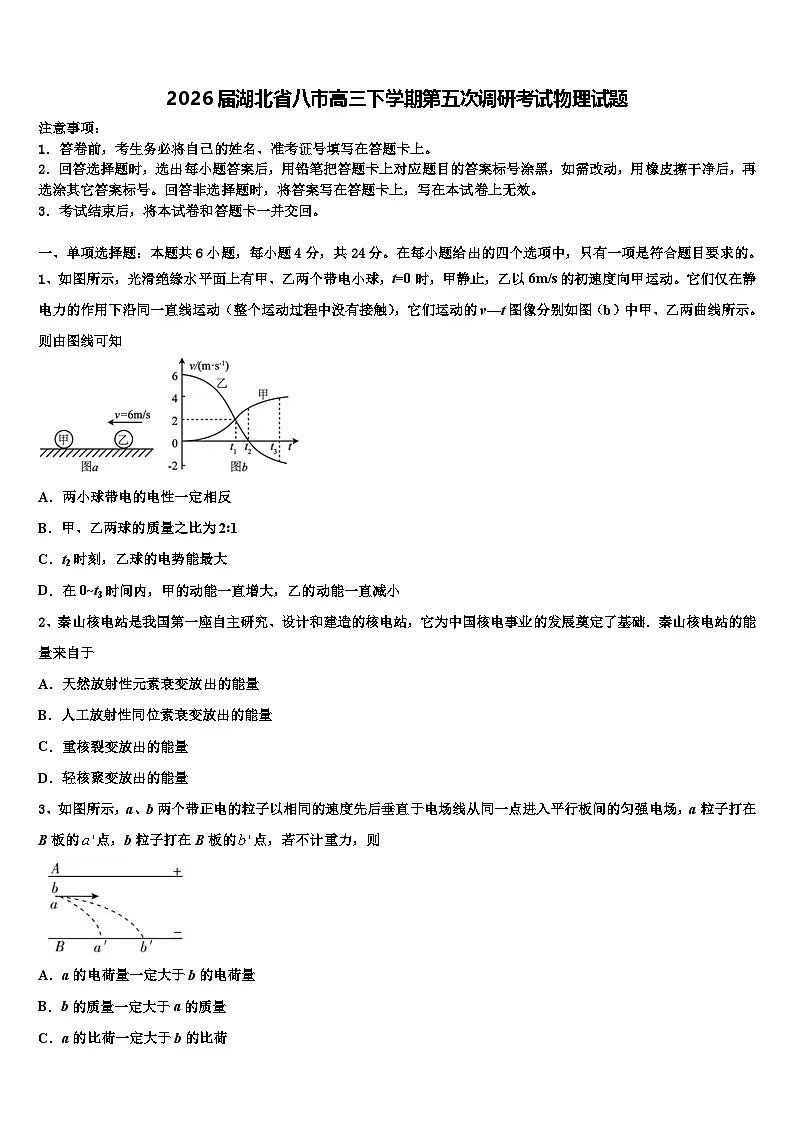2026届湖北省八市高三下学期第五次调研考试物理试题含解析第1页