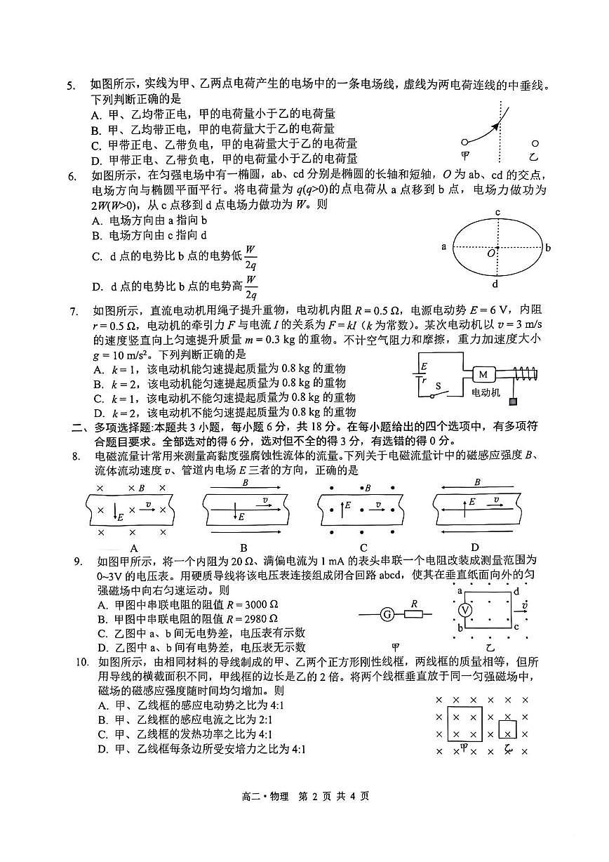 四川省泸州市2025-2026学年高二上学期期末质量检测物理试卷第2页