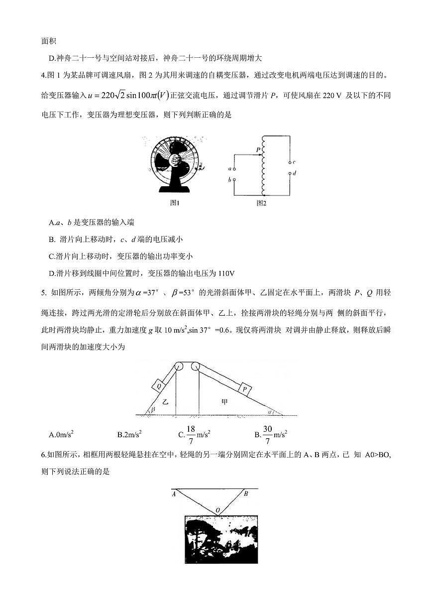 四省联考2026届高三上学期1月联考物理试卷（含解析）第2页