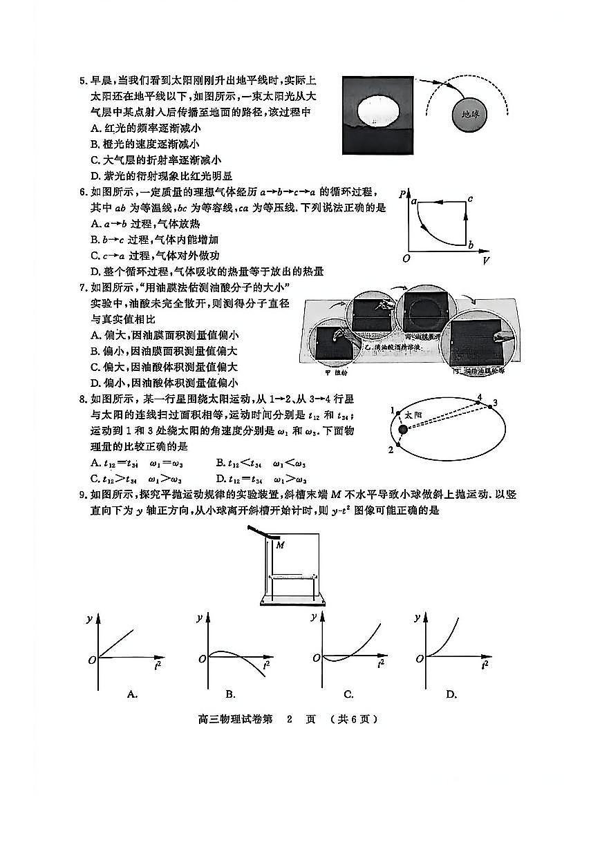 南京市、盐城市2025-2026年高三期末调研物理试题及手写答案第2页