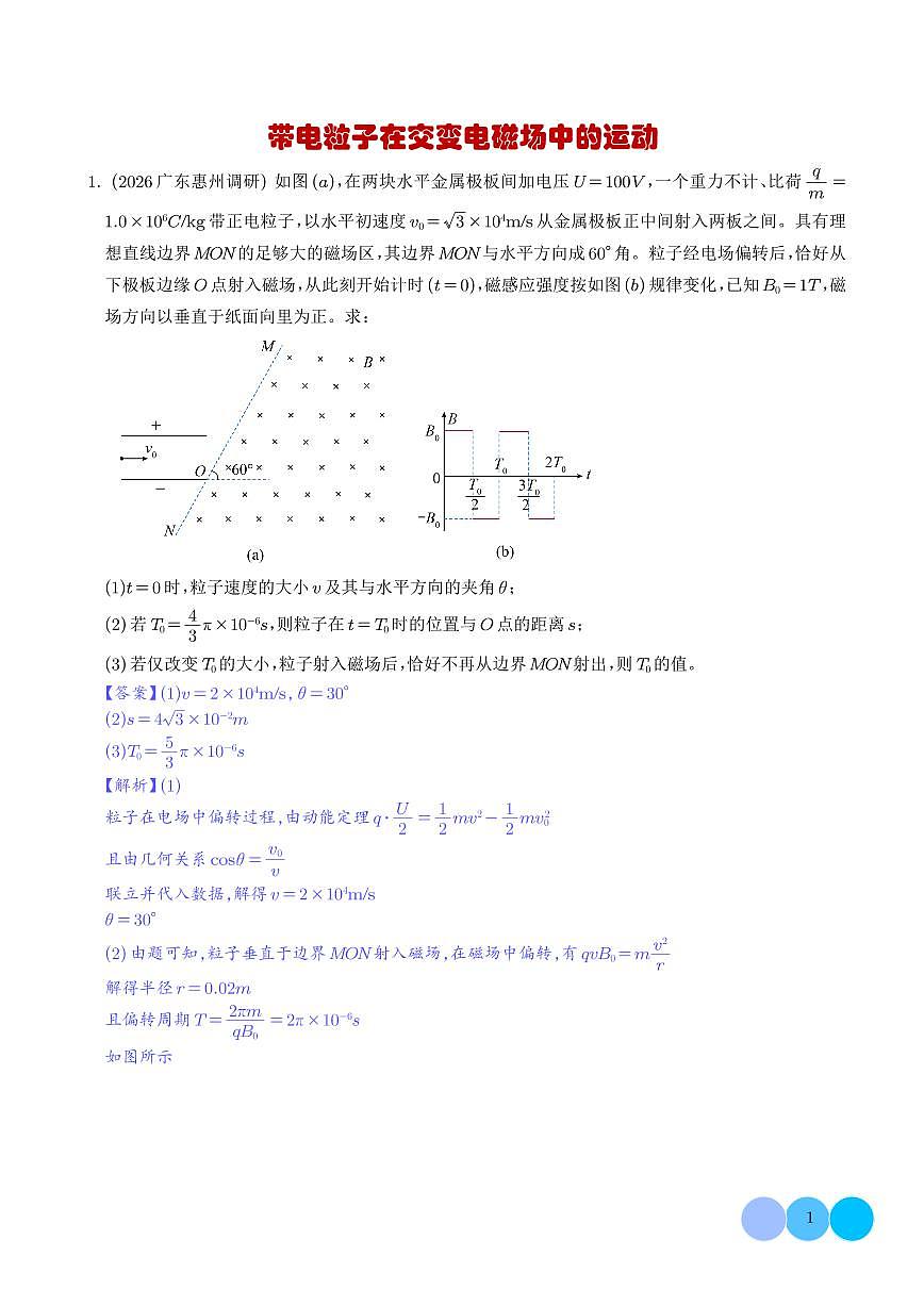 专题 带电粒子在交变电磁场中的运动（解析版）第1页