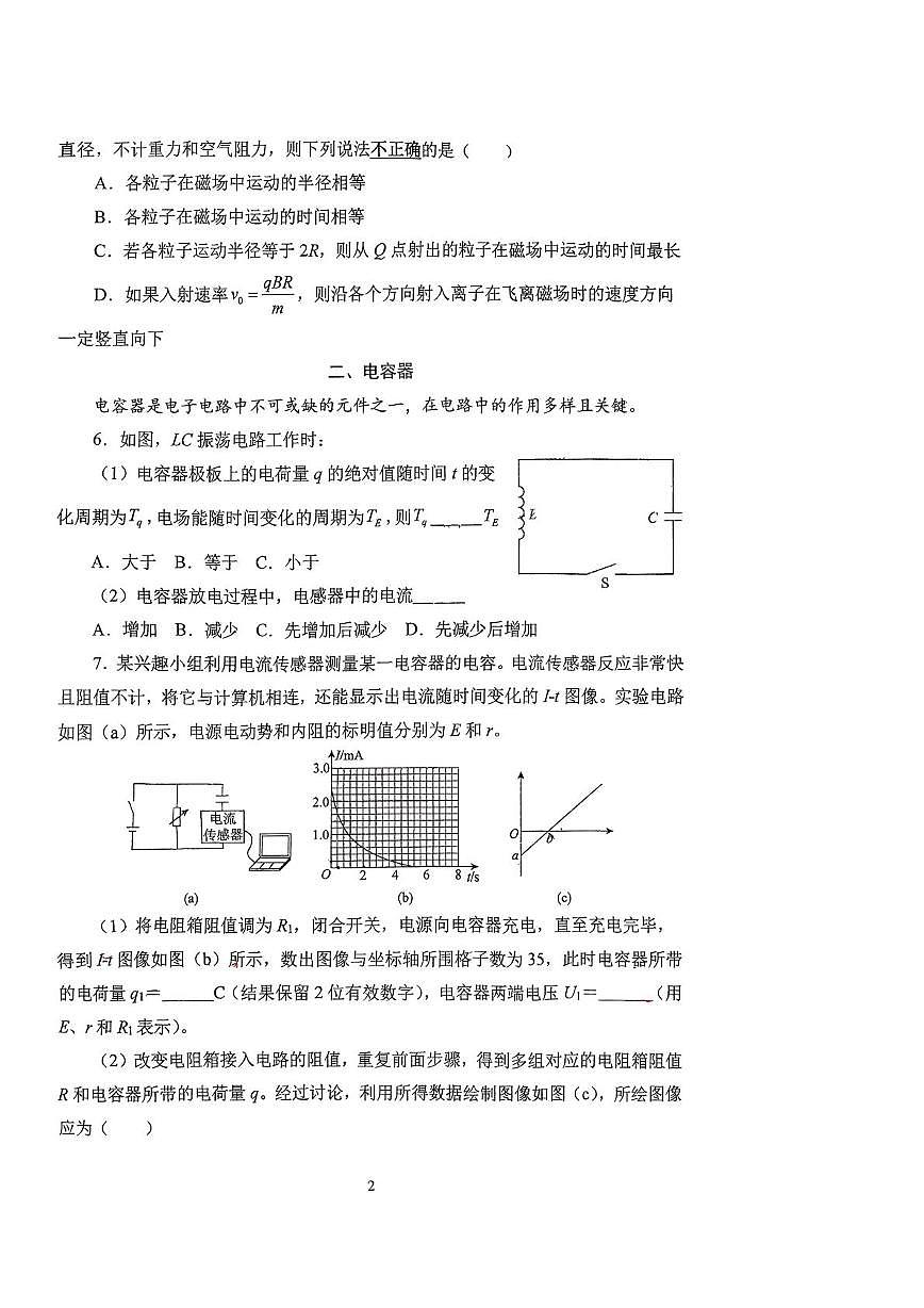 上海市青浦高级中学2025-2026学年高三上学期期末物理试题第2页