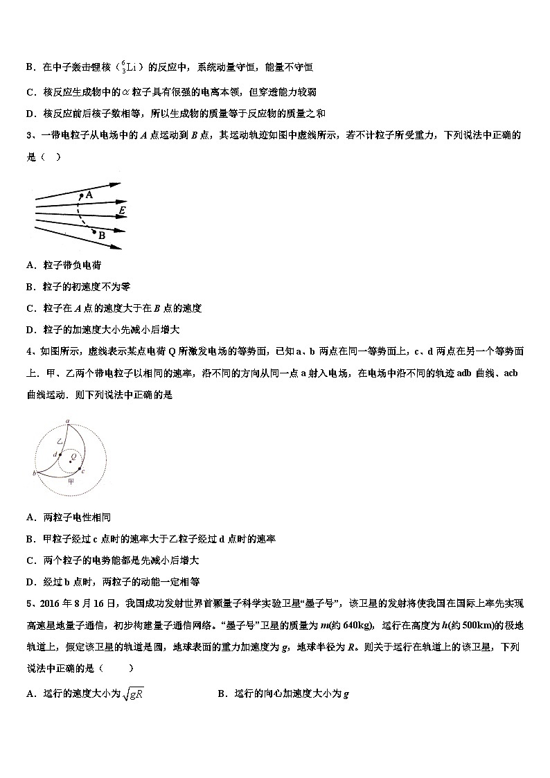 2026届湖南省东安县第一中学高考考前提分物理仿真卷含解析第2页