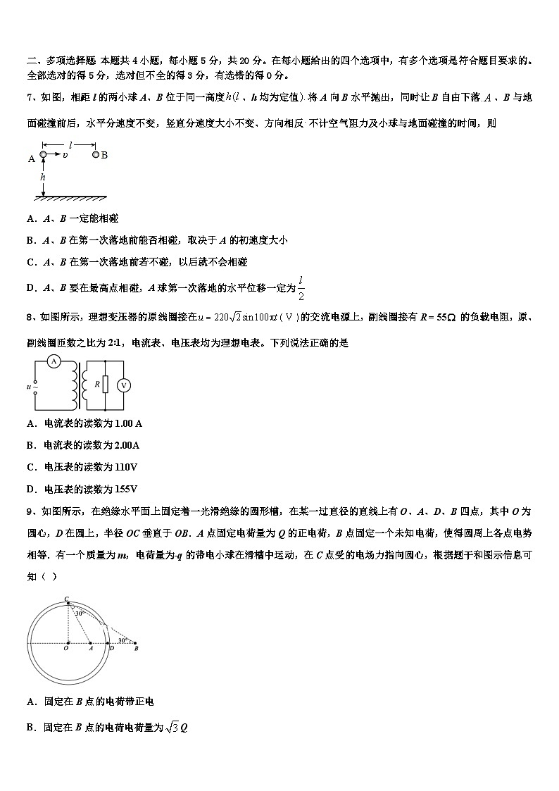 2026届湖南省衡阳八中高考物理二模试卷含解析第3页