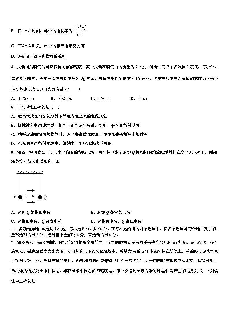 2026届湖南省浏阳市六校联考高考临考冲刺物理试卷含解析第2页