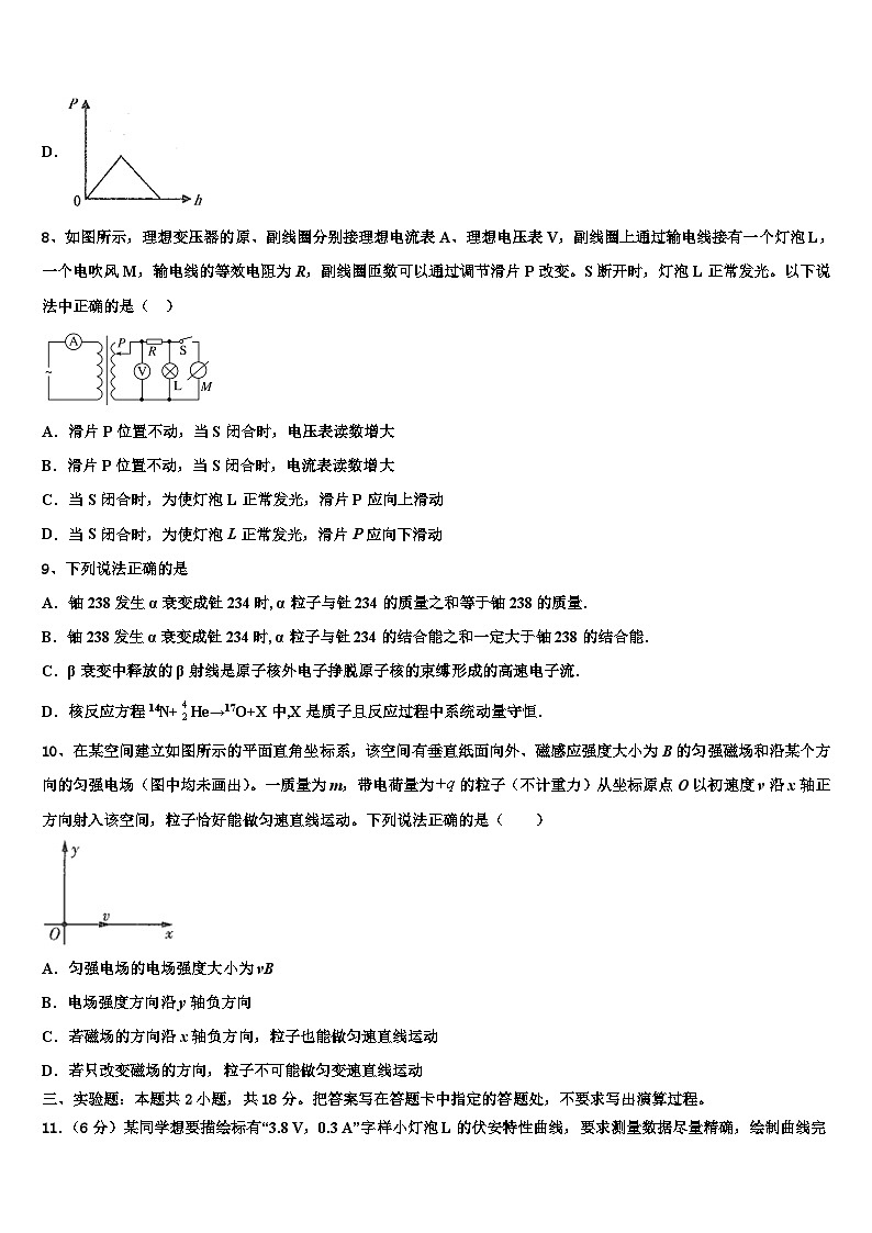 2026届湖南省衡阳县高考仿真卷物理试题含解析第3页