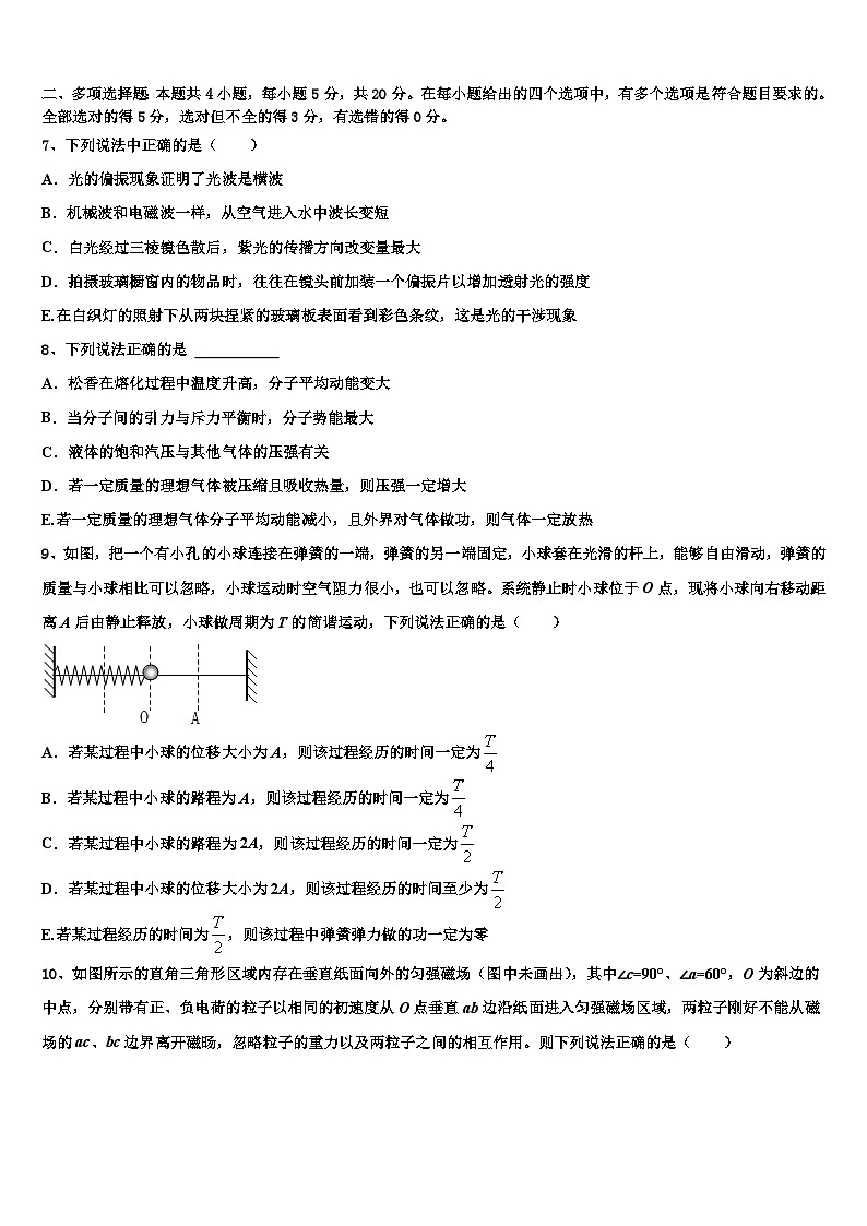 2026届湖南省衡阳县江山中英文学校高考仿真模拟物理试卷含解析第3页