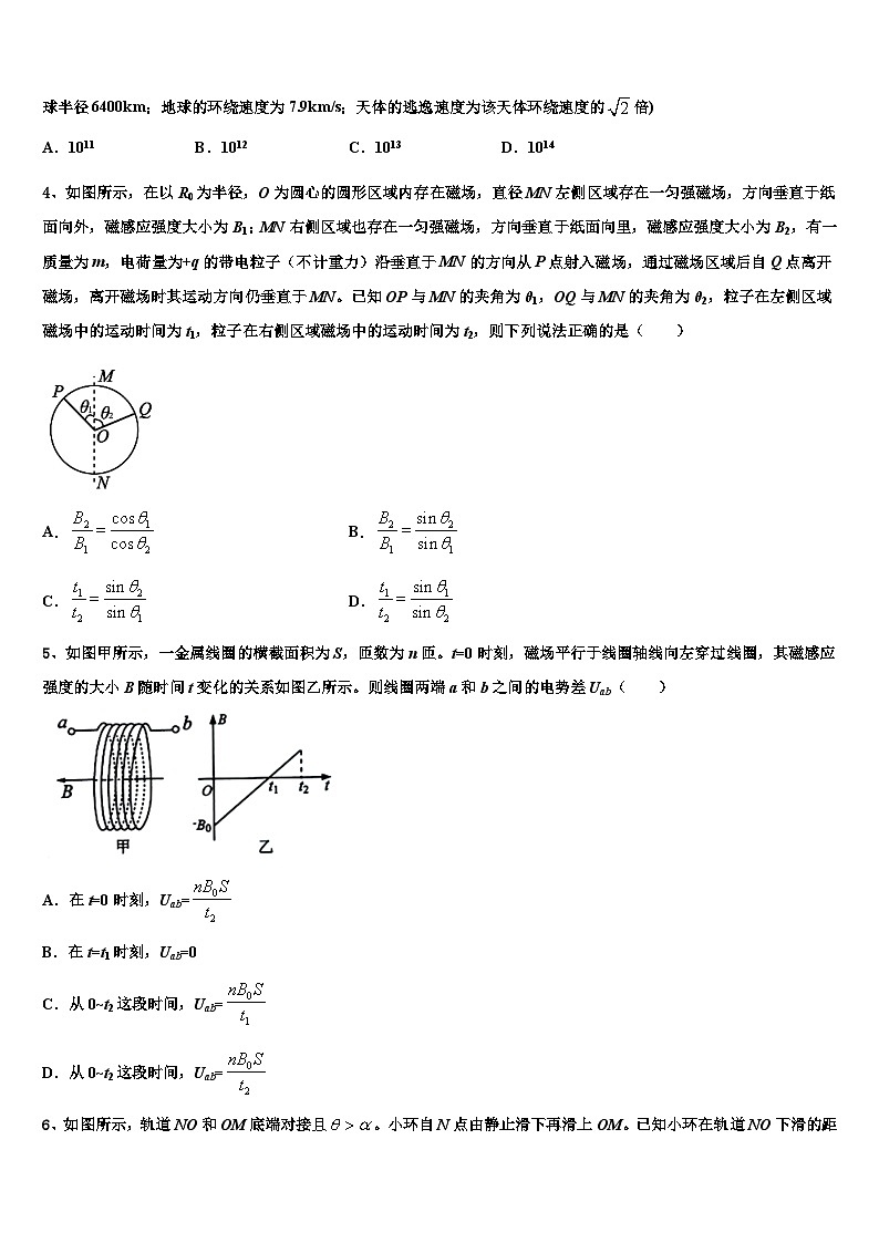 2026届湖南省怀化市中方县一中高考仿真卷物理试卷含解析第2页