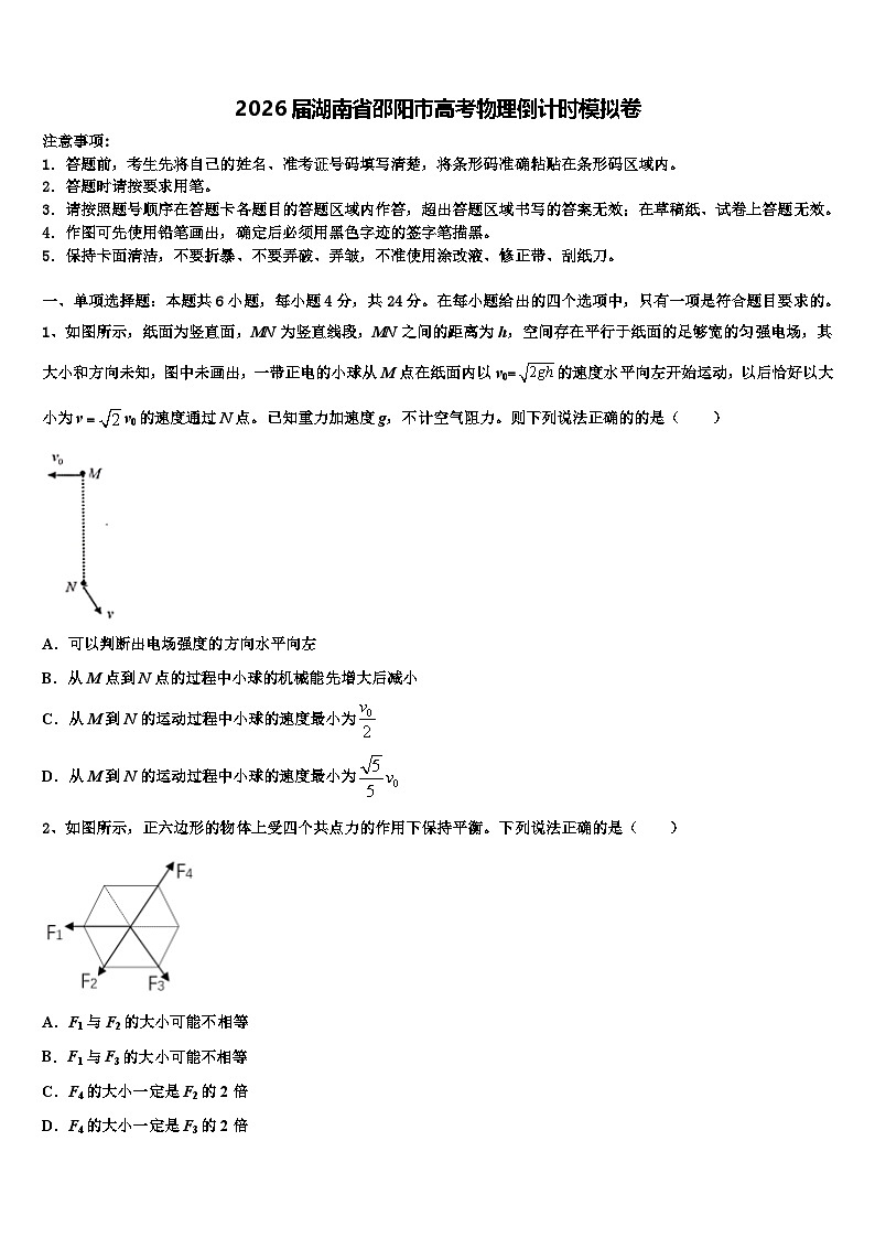 2026届湖南省邵阳市高考物理倒计时模拟卷含解析第1页