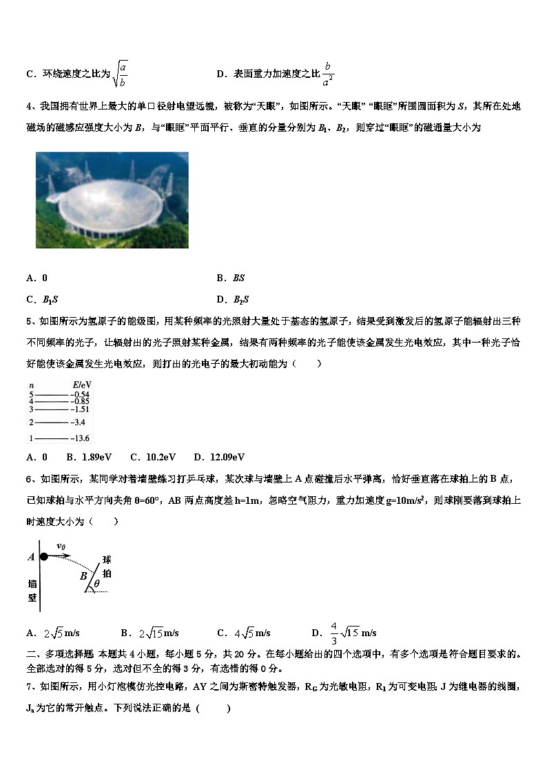 2026届湖南省市衡阳第八中学高考全国统考预测密卷物理试卷含解析第2页