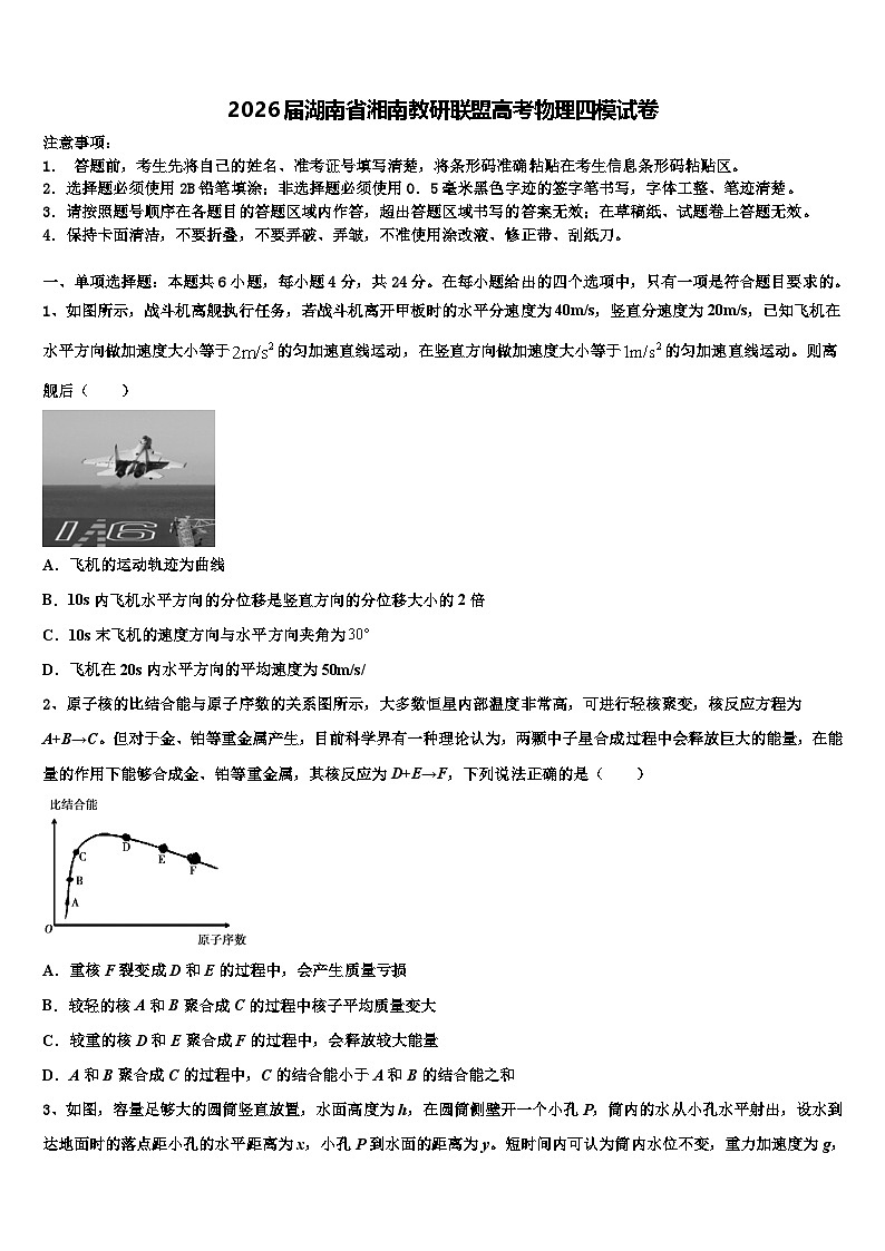 2026届湖南省湘南教研联盟高考物理四模试卷含解析第1页