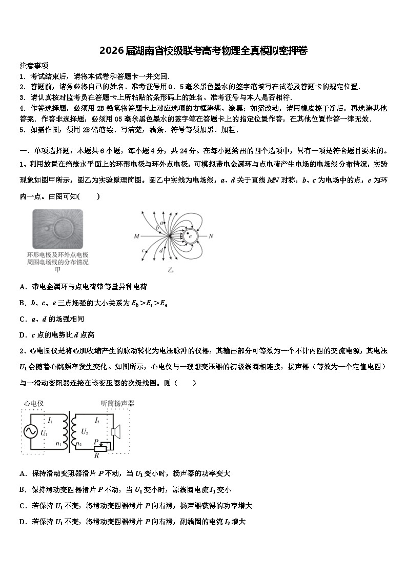 2026届湖南省校级联考高考物理全真模拟密押卷含解析第1页