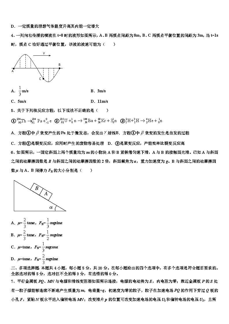 2026届湖南省长沙市稻田中学高考物理倒计时模拟卷含解析第2页