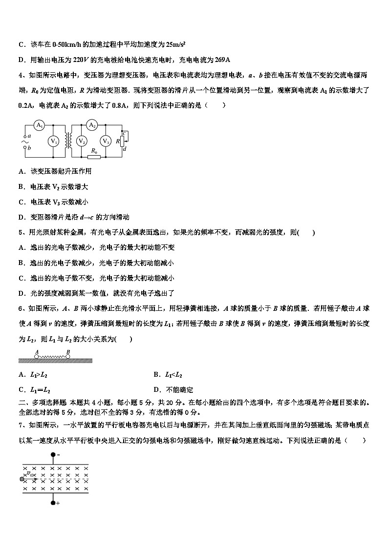 2026届湖南省岳阳市达标名校高三考前热身物理试卷含解析第2页