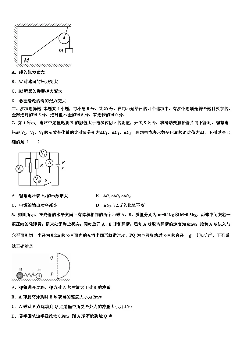2026届湖南省衡阳县第四中学高三最后一卷物理试卷含解析第3页