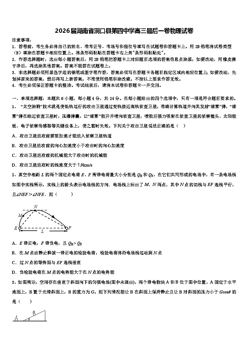 2026届湖南省洞口县第四中学高三最后一卷物理试卷含解析第1页