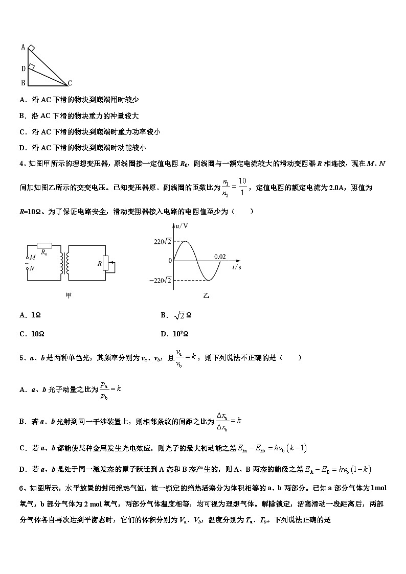 2026届湖南省常德市示范中学高三冲刺模拟物理试卷含解析第2页