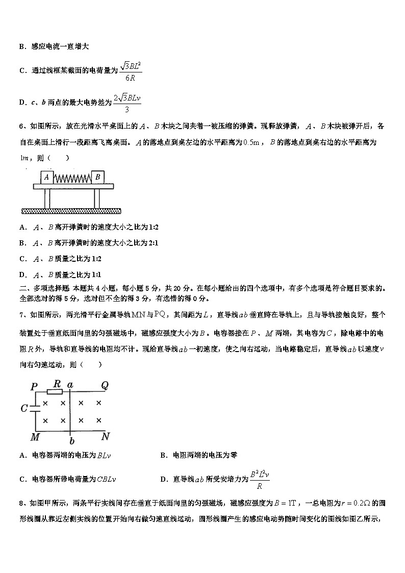 2026届湖南省安乡县一中高三最后一卷物理试卷含解析第3页