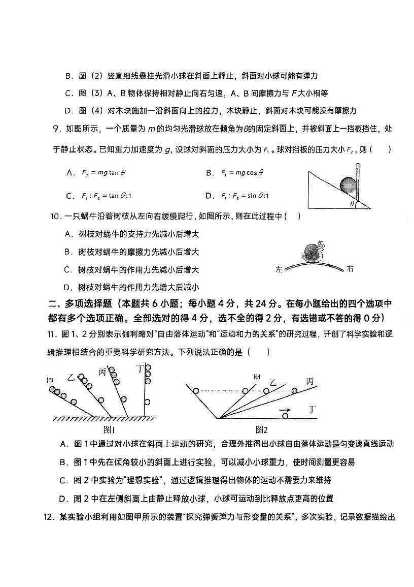 天津市第九十五中学2025-2026学年高一上学期第二次学业质量监测物理试卷（月考）第3页