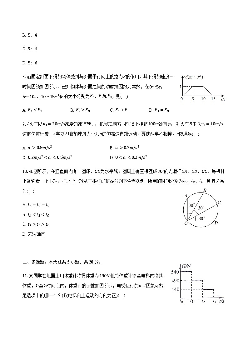 甘肃省平凉一中2025-2026学年高一（上）期末物理试卷（含答案）第3页