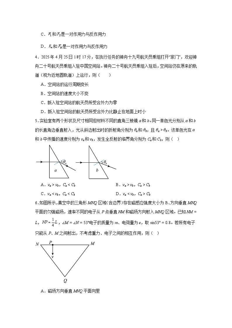 2026年云南省普通高中学业水平选择性考试调研测试物理试题（附答案解析）第2页