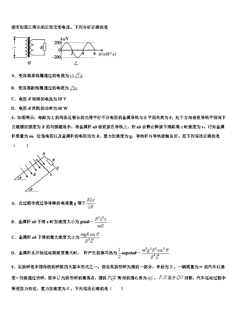 2026届湖南省株洲二中高考冲刺物理模拟试题含解析第2页