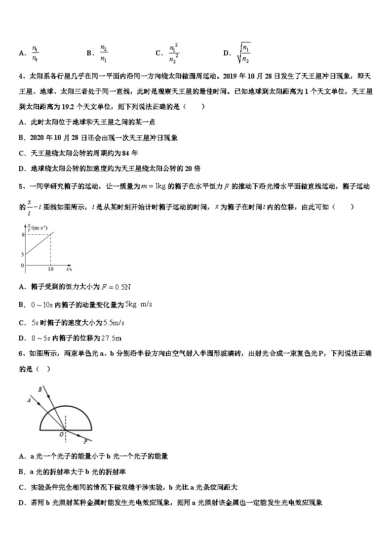 2026届吉林省安图县安林中学高考压轴卷物理试卷含解析第2页