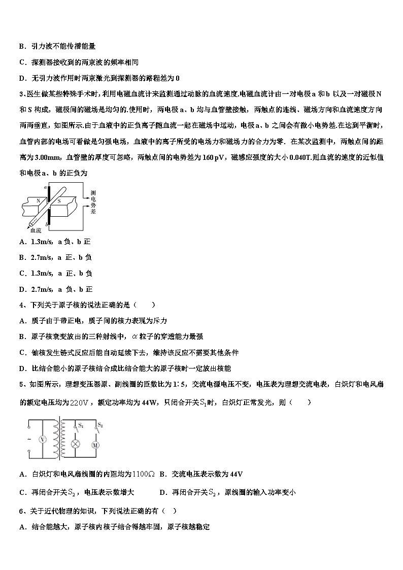2026届吉林省安图县安林中学高考物理考前最后一卷预测卷含解析第2页