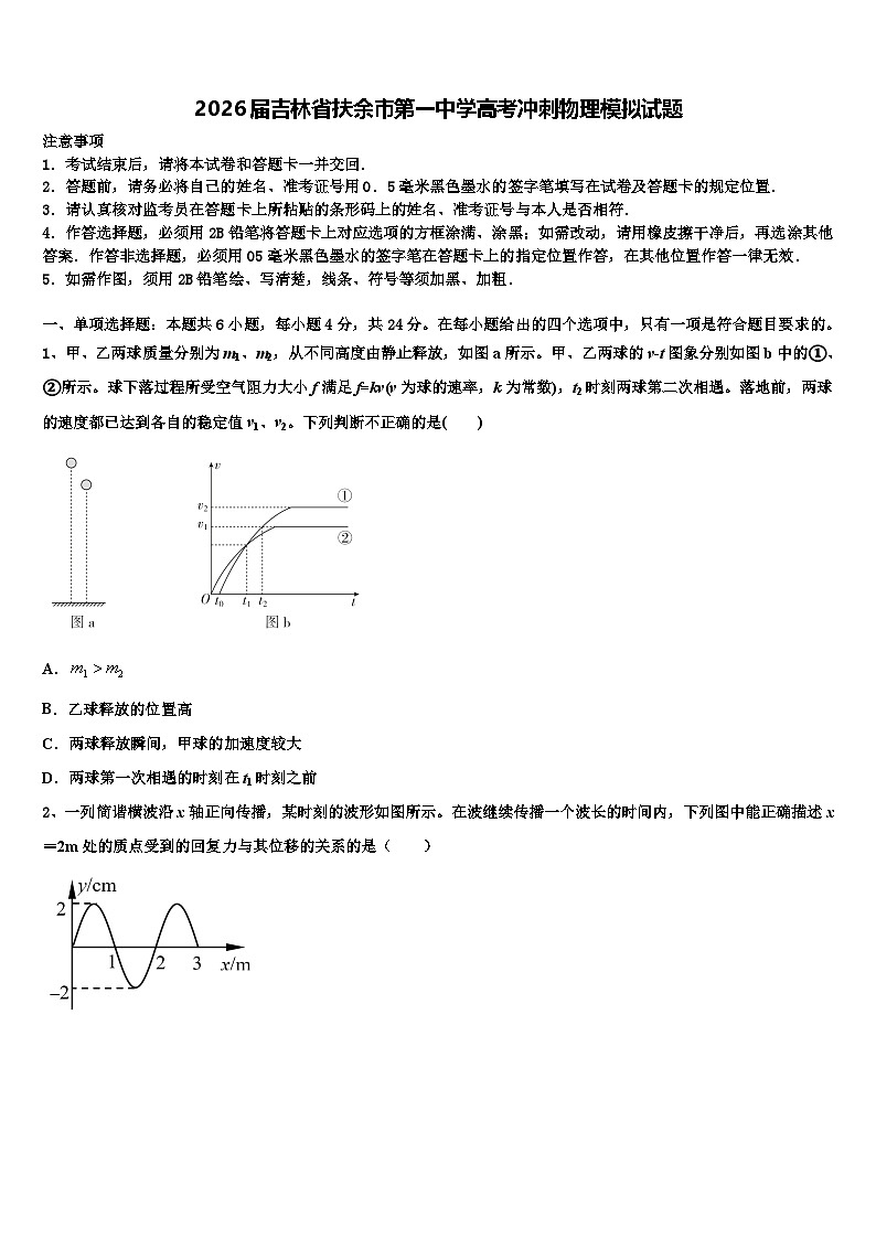 2026届吉林省扶余市第一中学高考冲刺物理模拟试题含解析第1页