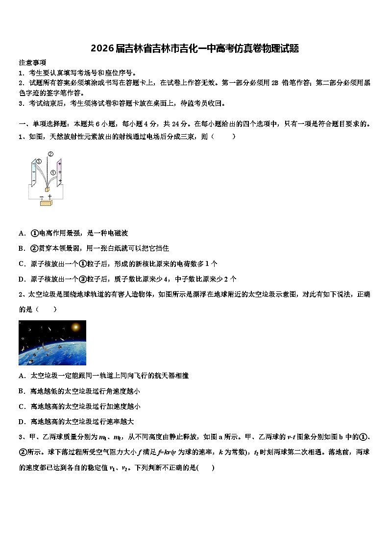 2026届吉林省吉林市吉化一中高考仿真卷物理试题含解析第1页